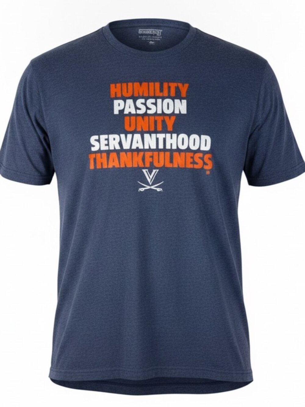 BreakingT UVA Basketball 5 Pillars Graphic Tee Heather Navy Blue Men's XL